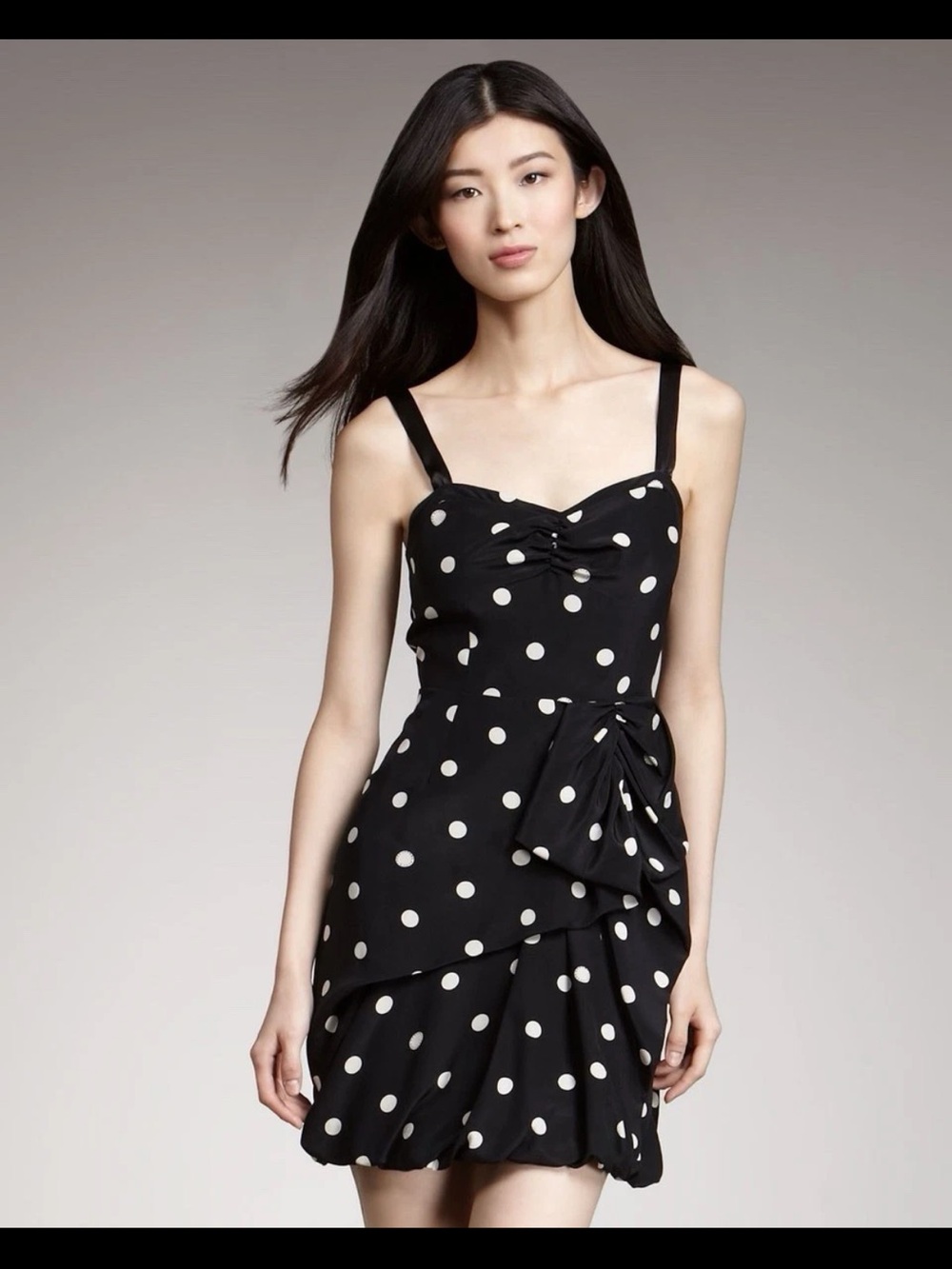 Marc By Marc Jacobs Black Polka Dot Mini Dress with Side Bow